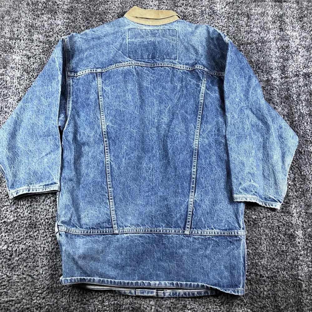 Vintage Levis Coat Womens Medium Blue‎ Denim Corduroy Collar Long Western USA - Picture 3 of 10